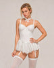 Roselle Floral Lace Babydoll Set - White