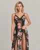 Serena Floral Lace Mesh Nightdress - Black Floral