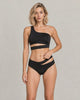 Ayla One-Shoulder Cutout Bikini Set - Black
