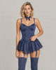Roselle Floral Lace Babydoll Set - Blue