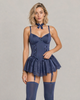 Roselle Floral Lace Babydoll Set - Blue