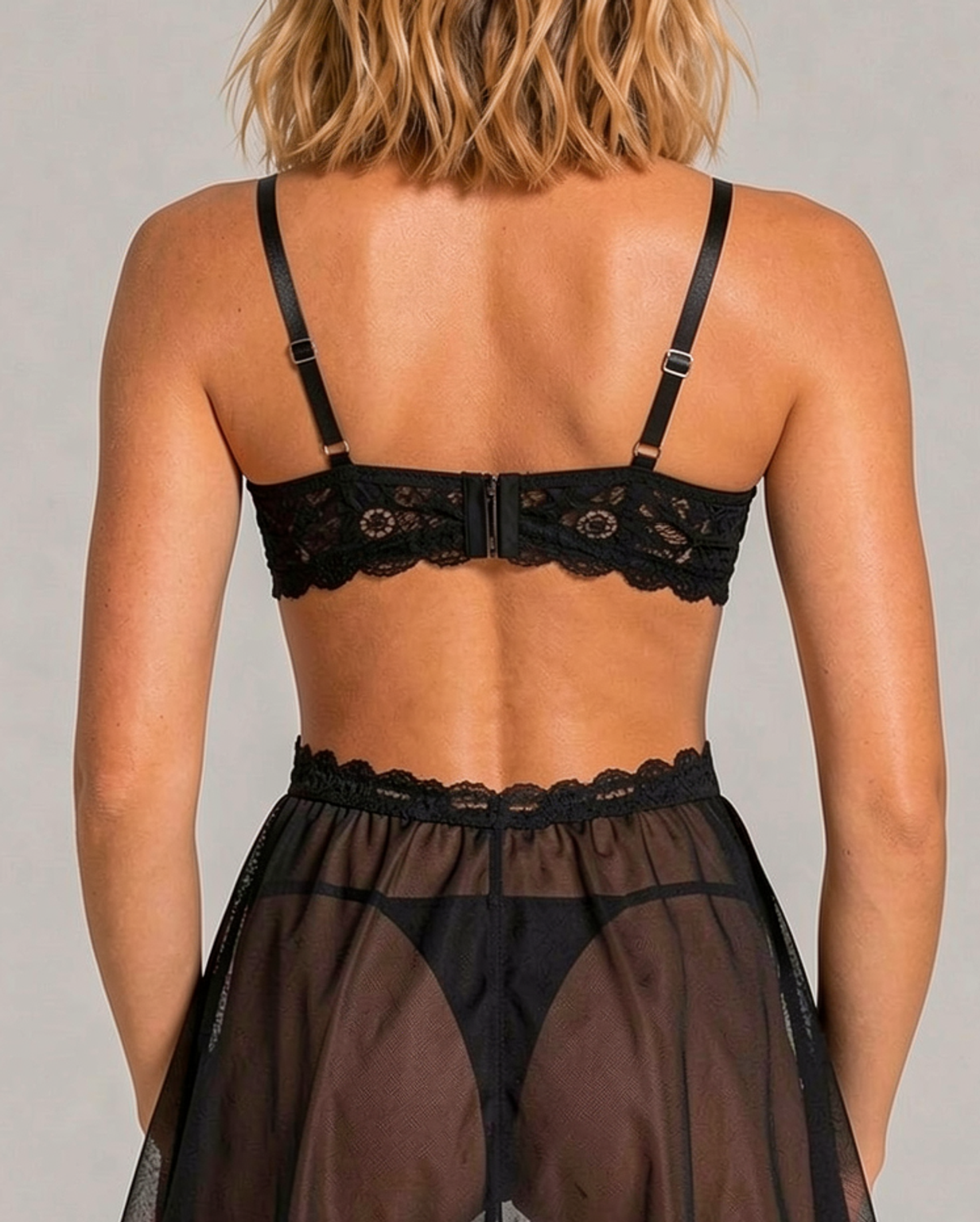 Estelle Black Lace Mesh Chemise
