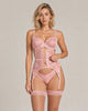 Amara Floral Lace Bodysuit Set - Pink