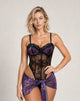 Leona Leopard Lace Mesh Bodysuit Set - Purple Leopard