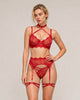 Juliette Strappy Lace Garter Lingerie Set - Red