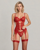 Amara Floral Lace Bodysuit Set - Wine Red