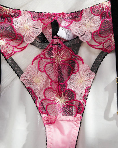 Camille Floral Embroidered Garter Set