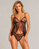Arielle Floral Lace Mesh Lingerie Set - Rose
