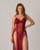 Serena Floral Lace Mesh Nightdress - Wine Red