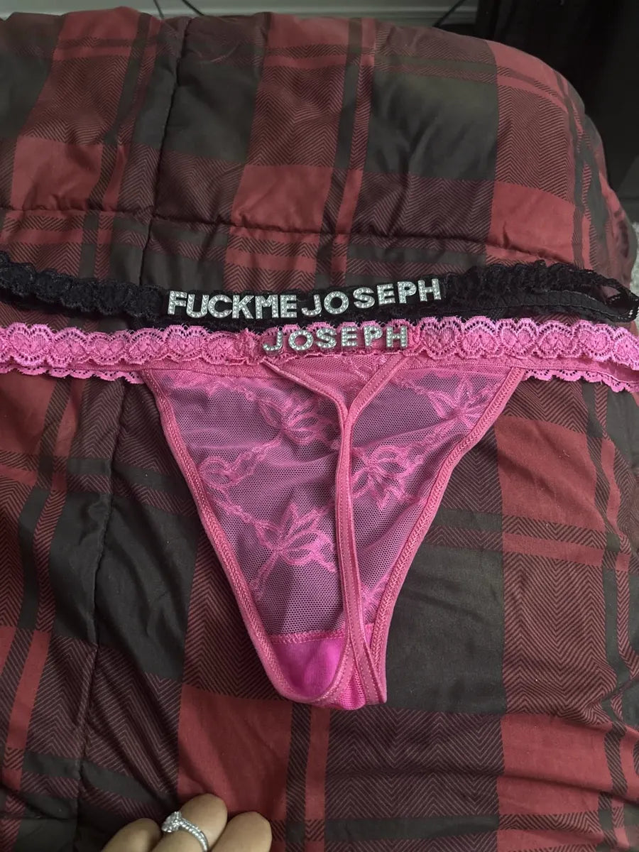 Pink and black personalized thongs