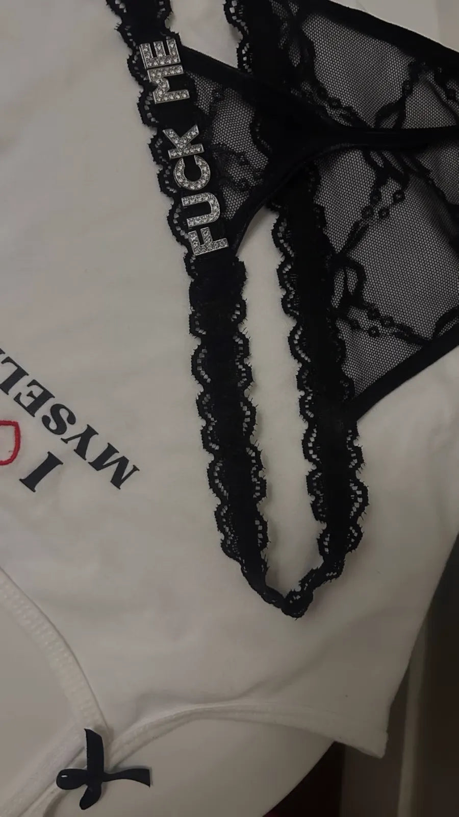 Black personalized thong customer photo