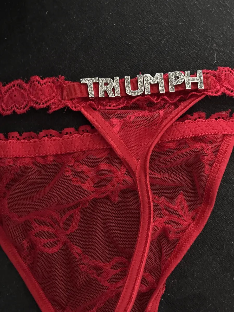 Red personalized thong with name letters