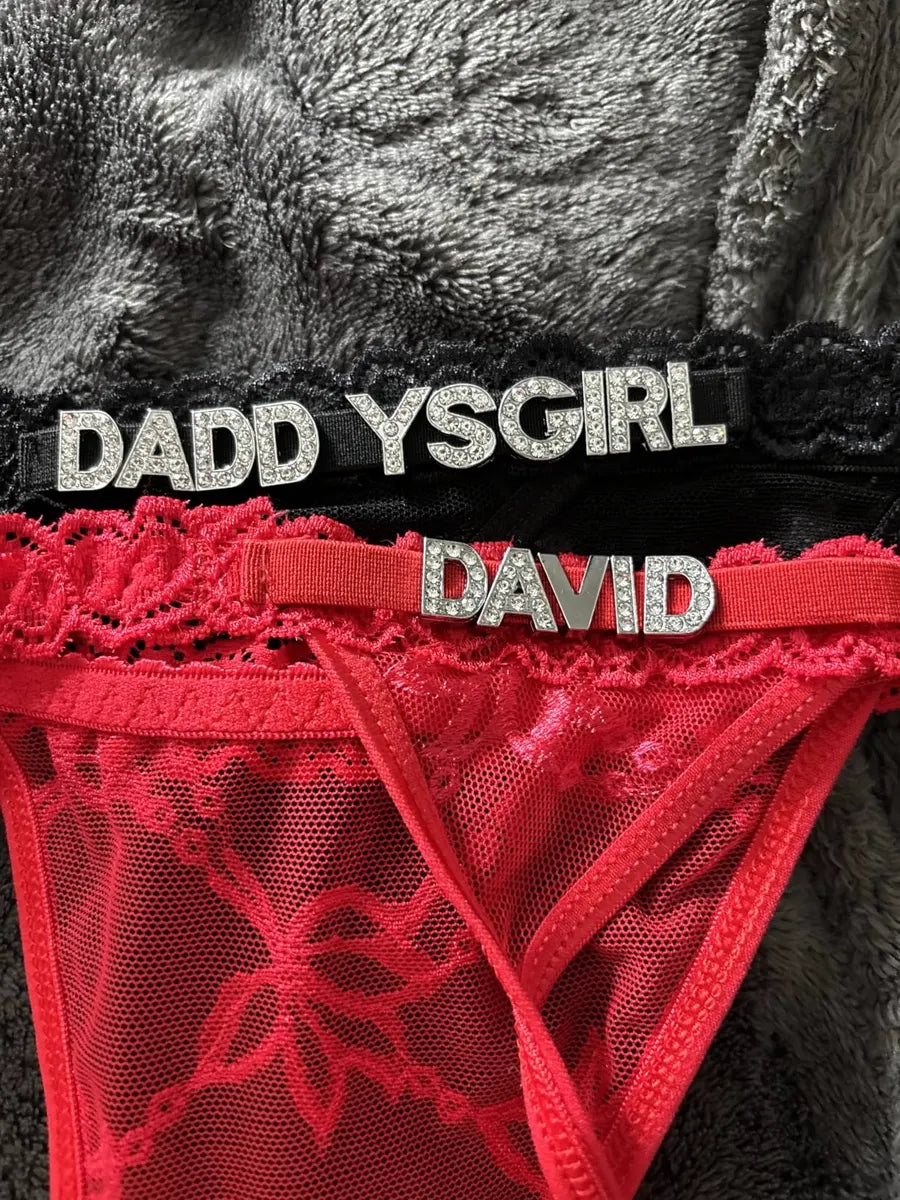Red personalized thong with custom text